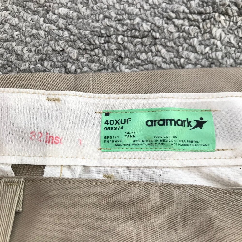 πHP π Men's Aramark Flat Front Pants Tan 40 x 32 - Picture 5 of 5